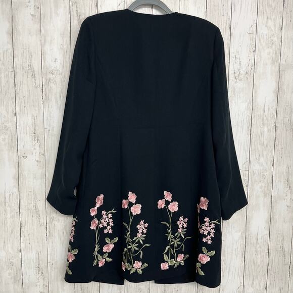 Appleseed's Black 2 Piece Dress Overcoat Floral Mother Of Bride Date Night Set - Picture 3 of 14
